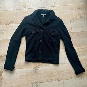 James Perse Size 1 XS Black Utility Jacket Double Button Pockets 100% Cotton